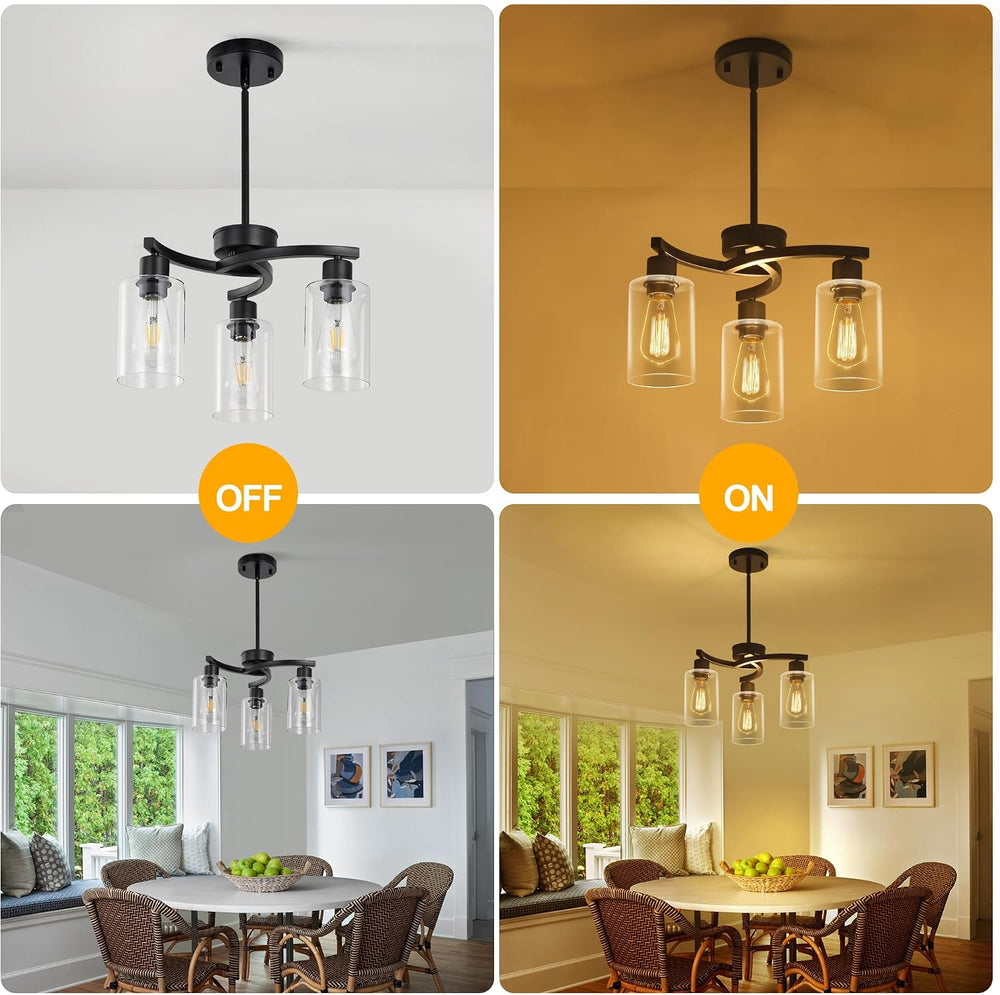 CNRATYE 3-Light Modern Farmhouse Black Pendant Lights Kitchen Island, Adjusta...