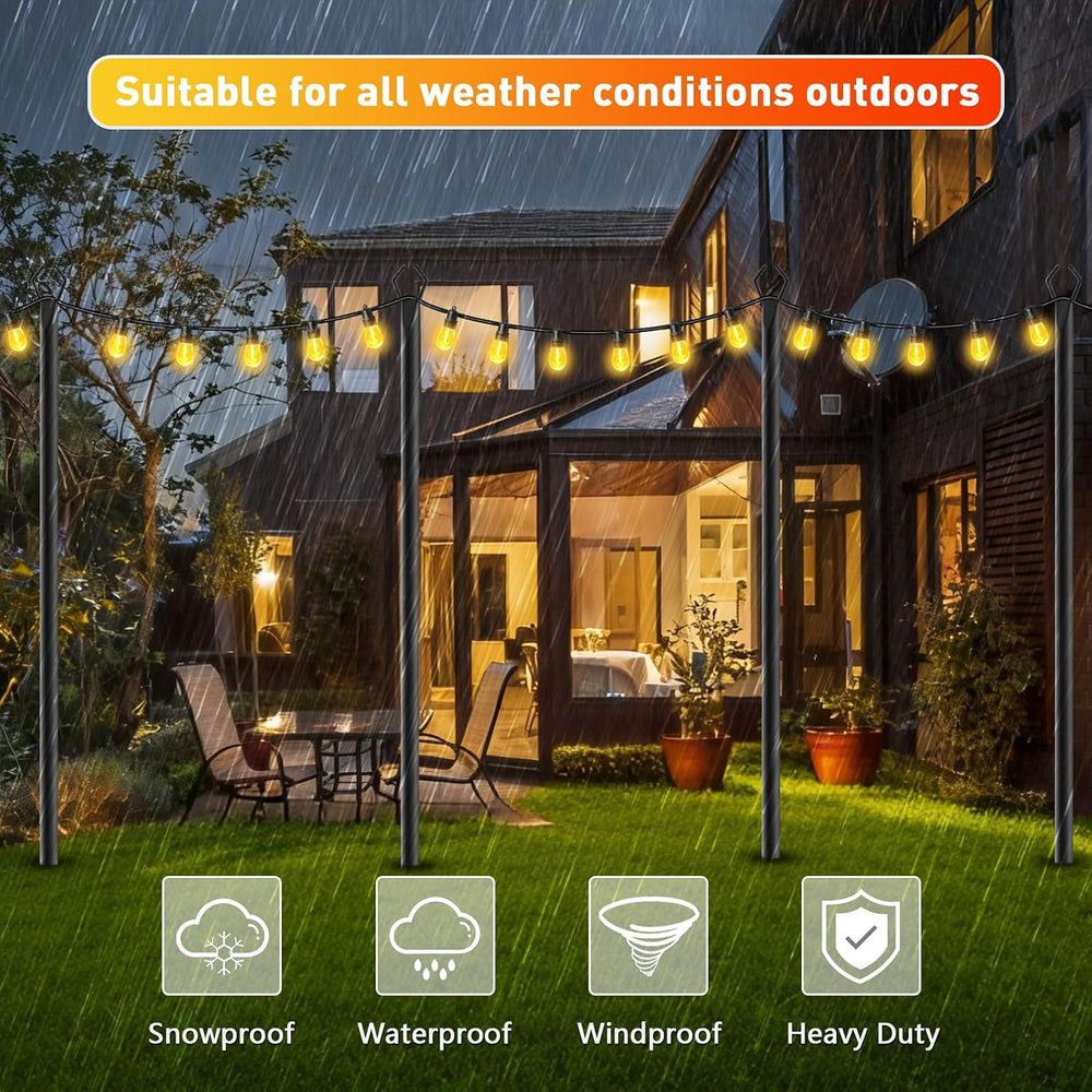 LETIANPAI 8 Pack String Light Poles,10 FT Metal Poles with Fork for Outdoor S...