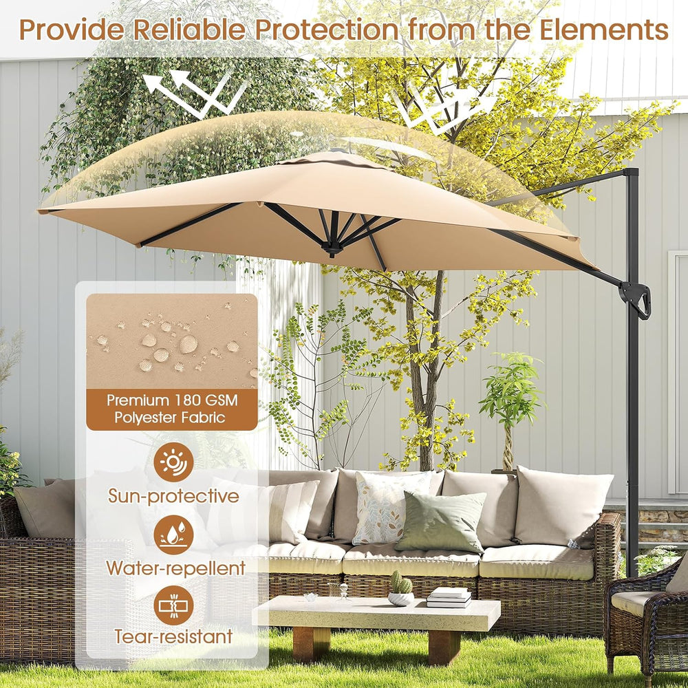 Tangkula 9 FT Cantilever Patio Umbrella, Heavy Duty Offset Outdoor Hanging Um...
