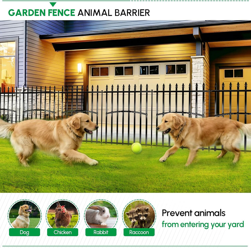 Metal Garden Fence 32in H x 27in W (10 Panels, Total Length 23ft), No Dig Ani...