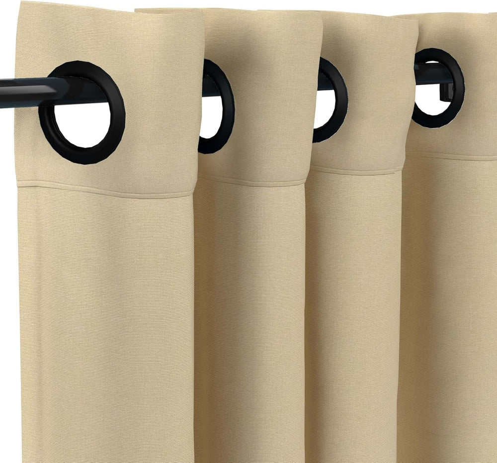 Sunbrella Canvas Antique Beige Outdoor Curtain with Dark Gunmetal Grommets 50...