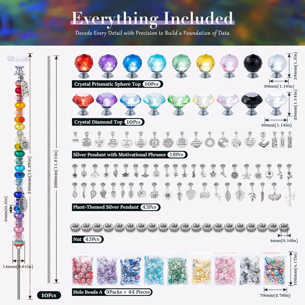 513Pcs DIY Beaded Garden Stakes, Fairy Wand Kit with 18 Threaded Rod