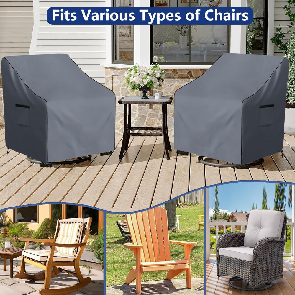 Outdoor Swivel Chair Cover 2 Pack,600D Heavy Duty 100% Waterproof Outdoor Cha...