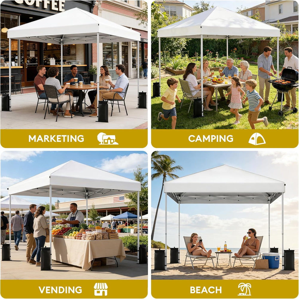 SANWAY 10x10 Pop Up Canopy Tent, One Push One Person Setup, Silver White