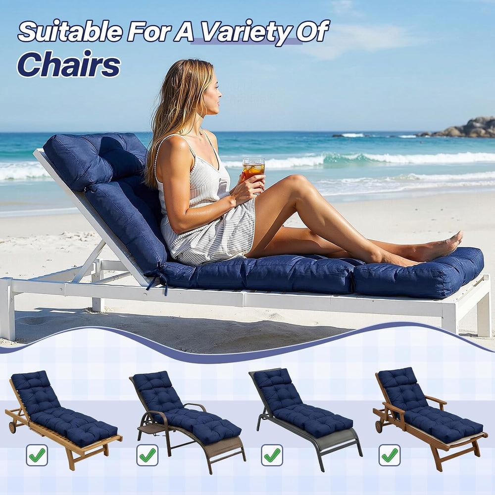 Outdoor Lounge Cushion Waterproof with Ties Wine Red