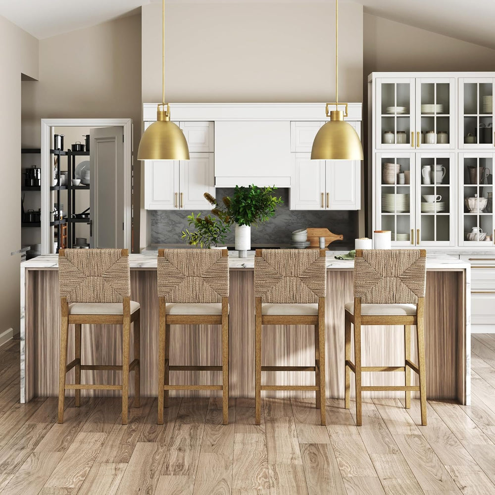 Nathan James Beacon Bohemian Boucle Bar Stool with Back, Bar Height Kitchen I...