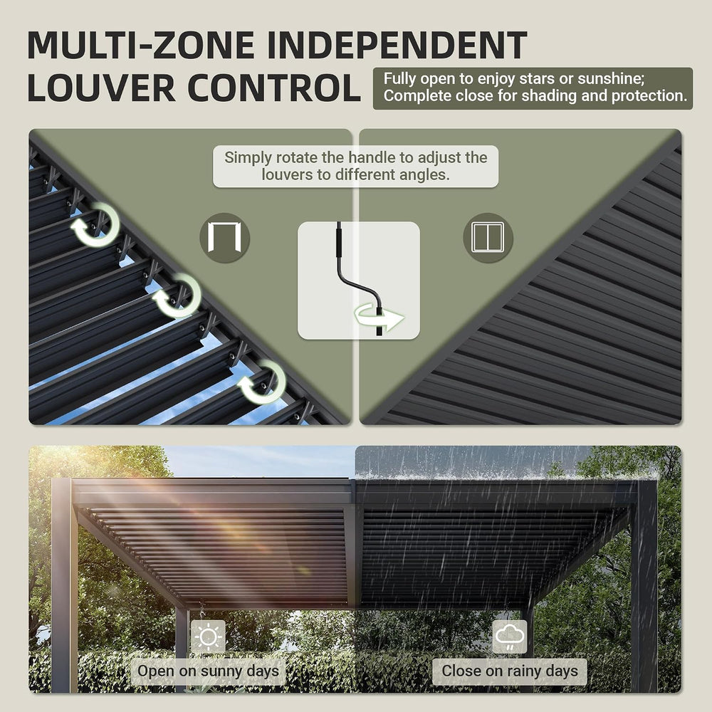 AirWire 10x12 FT Louvered Pergola Dark Gray