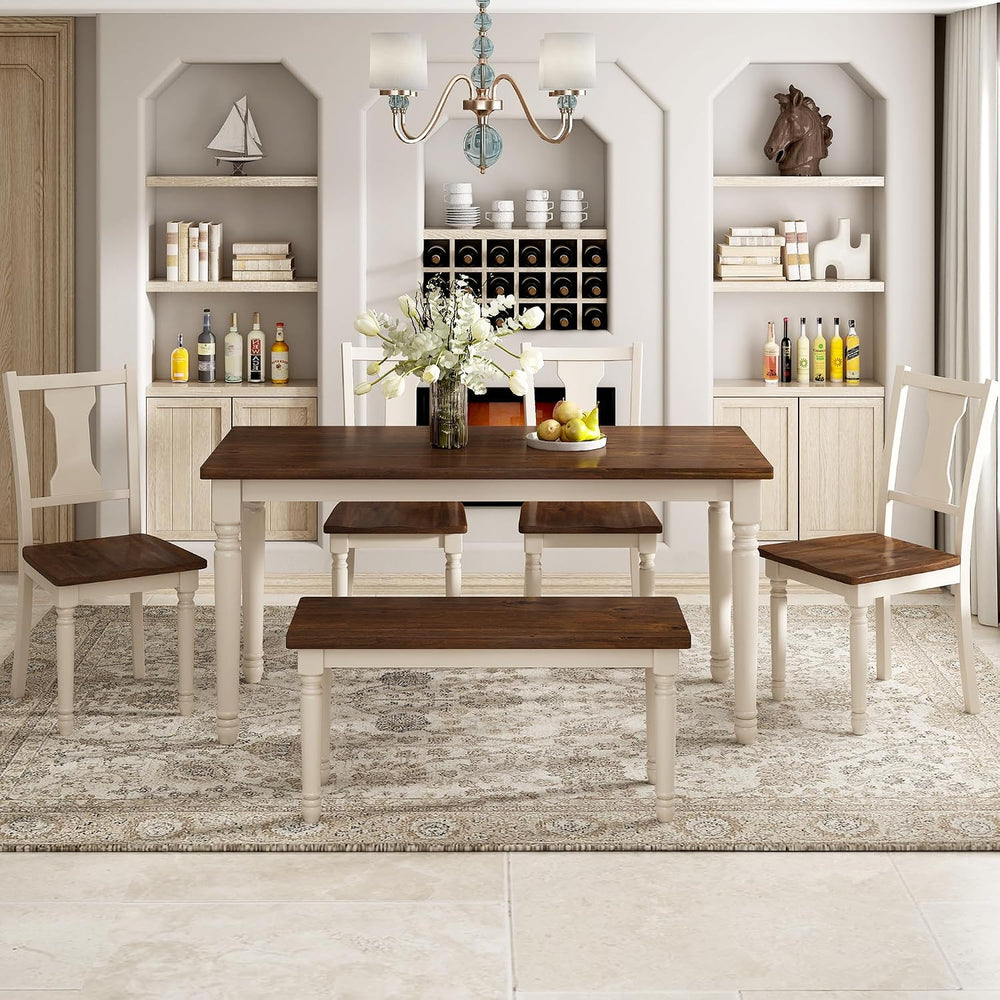 LUMISOL 60" Farmhouse Kitchen Table Set for 4-6 (6-Piece)