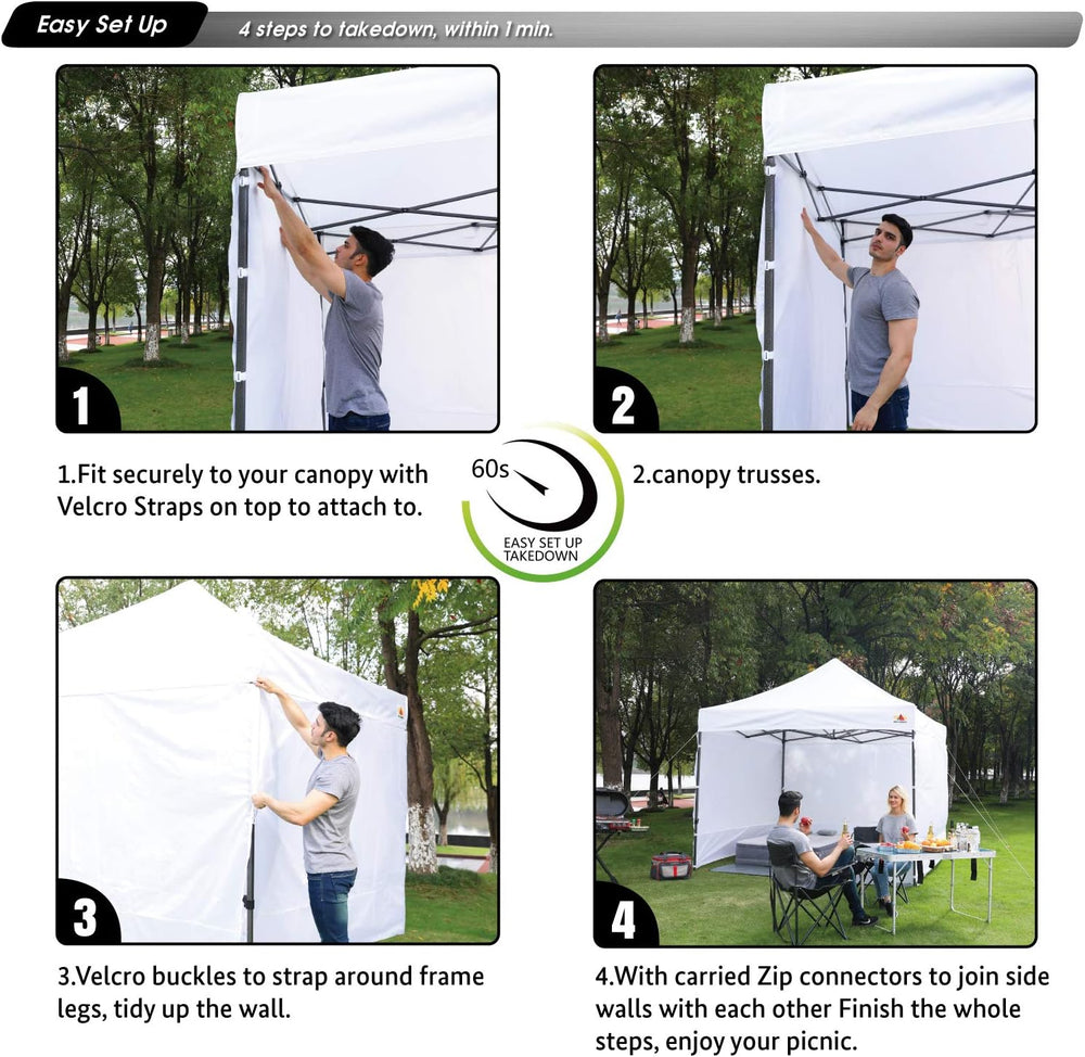 ABCCANOPY Instant Canopy SunWall 10x10 FT, 3 Pack Sidewall Only, White