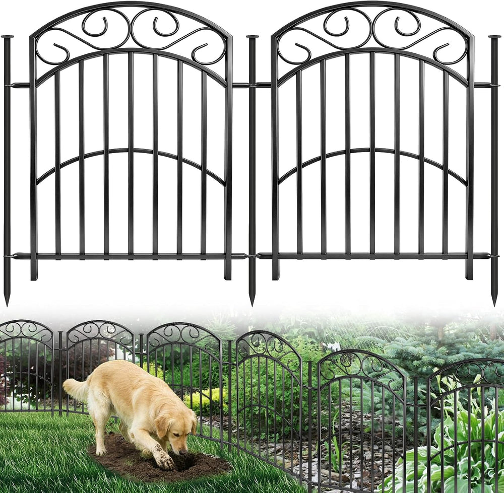 33" H x 27" W Decorative Iron Garden Animal Barrier Fence, 8 Panels...