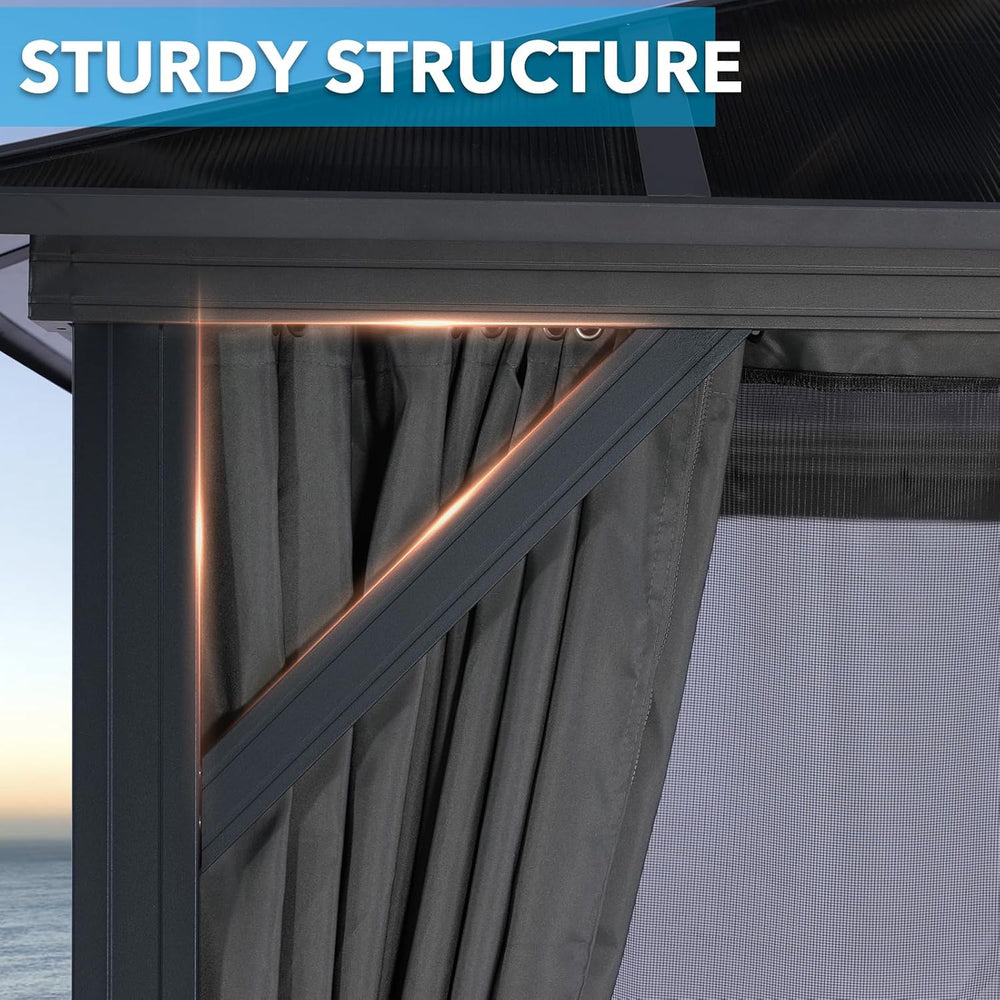 LeDoasis 10' X 13' Hardtop Gazebo, Outdoor Permanent Polycarbonate Do...