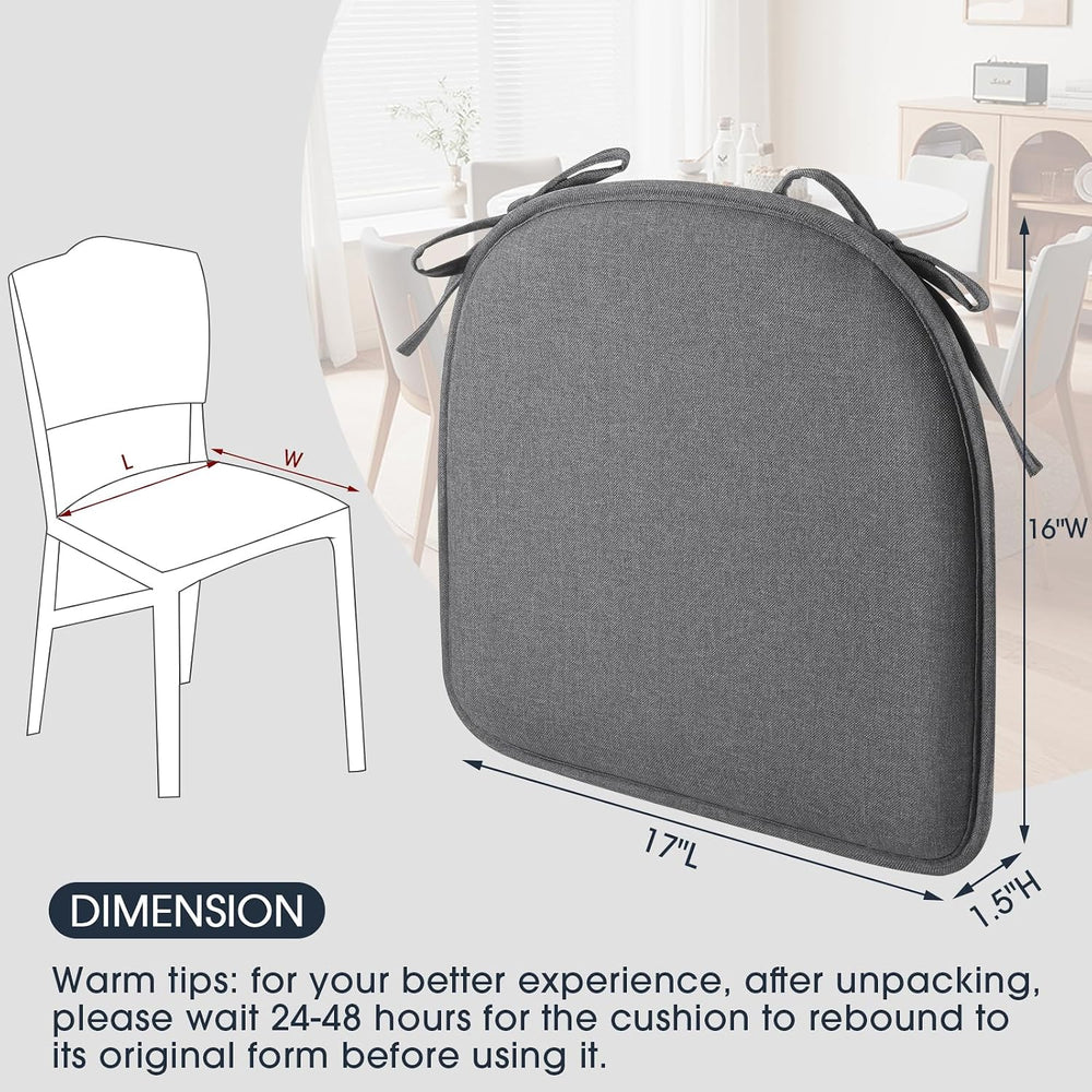 TushGuard Chair Cushions, 4 Pack Memory Foam Chair Pads, Grey