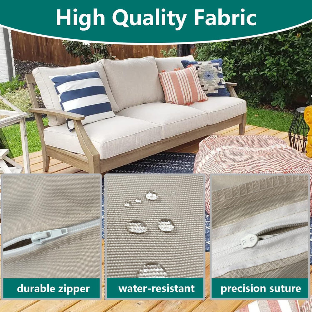 Patio Cushion Covers Replacement 24x24x4, 24x22x4, Tan, 4Pcs