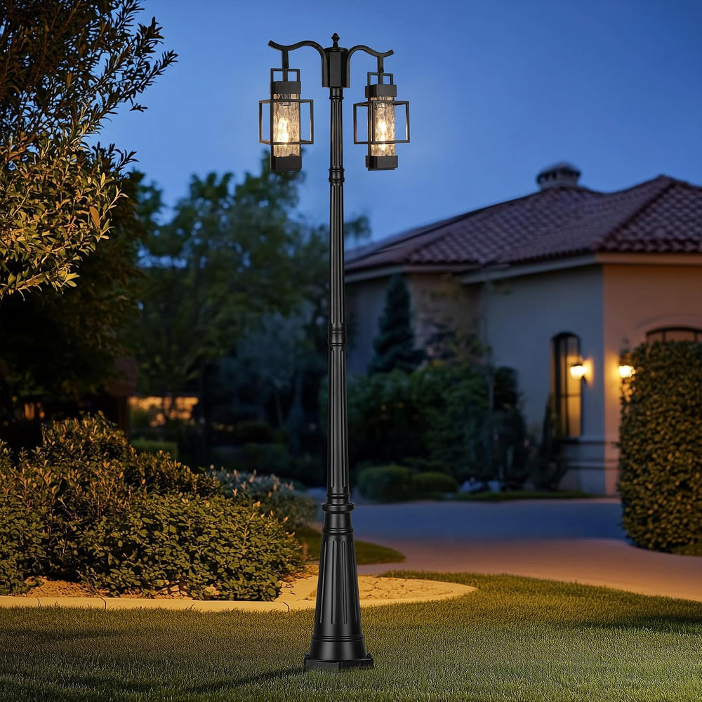 PARTPHONER Modern Outdoor Lamp Post Light 2-Head, Hardwired Street Light Post...
