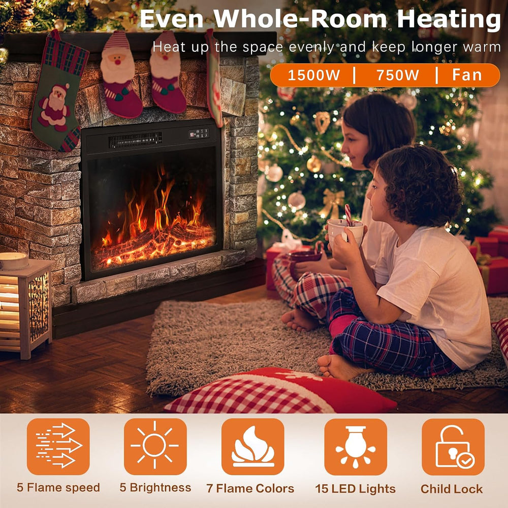 PUKAMI Electric Fireplace with Mantel, Realistic Stone Finish Freestanding He...