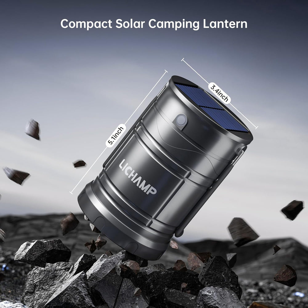 Lichamp 4-Pack Solar Camping Lantern, USB Rechargeable LED Lanterns Battery P...