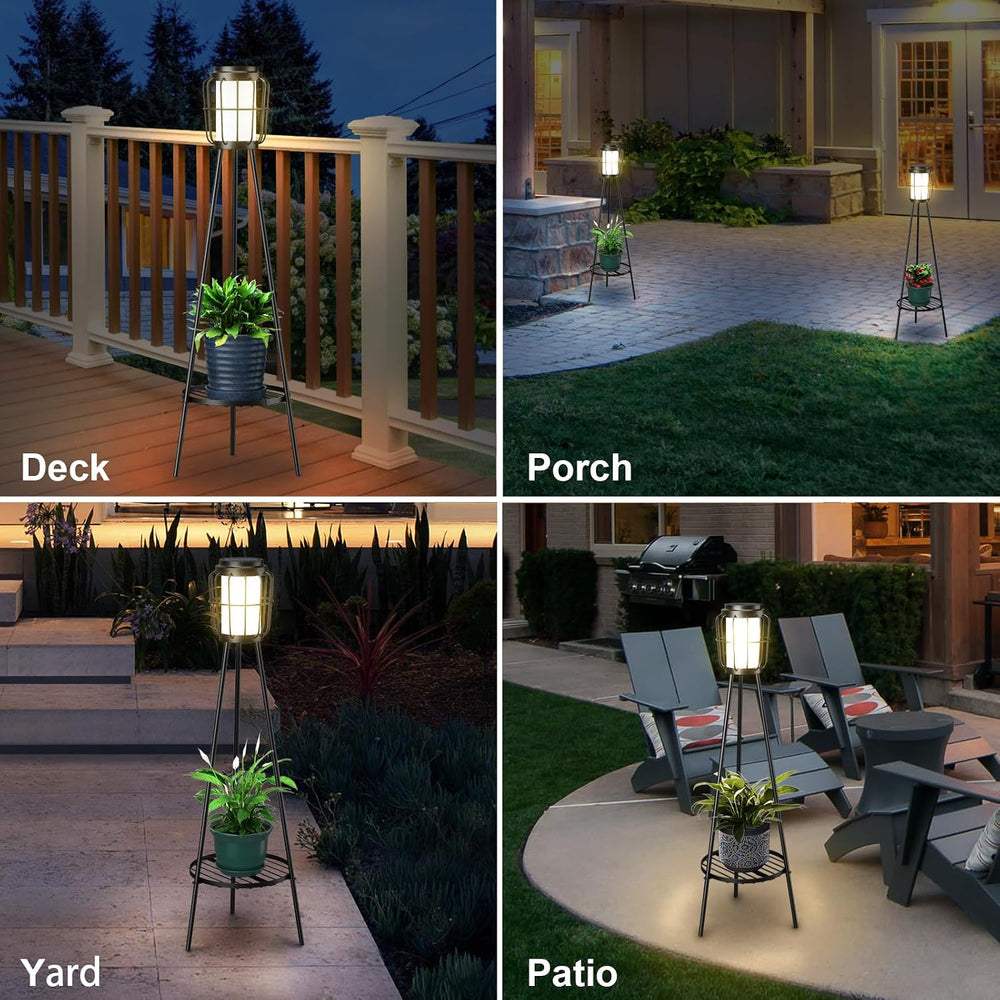 VISFLAIR 2 Pack Solar Lights with Plant Stand, Outdoor Floor Lamps, Waterproo...