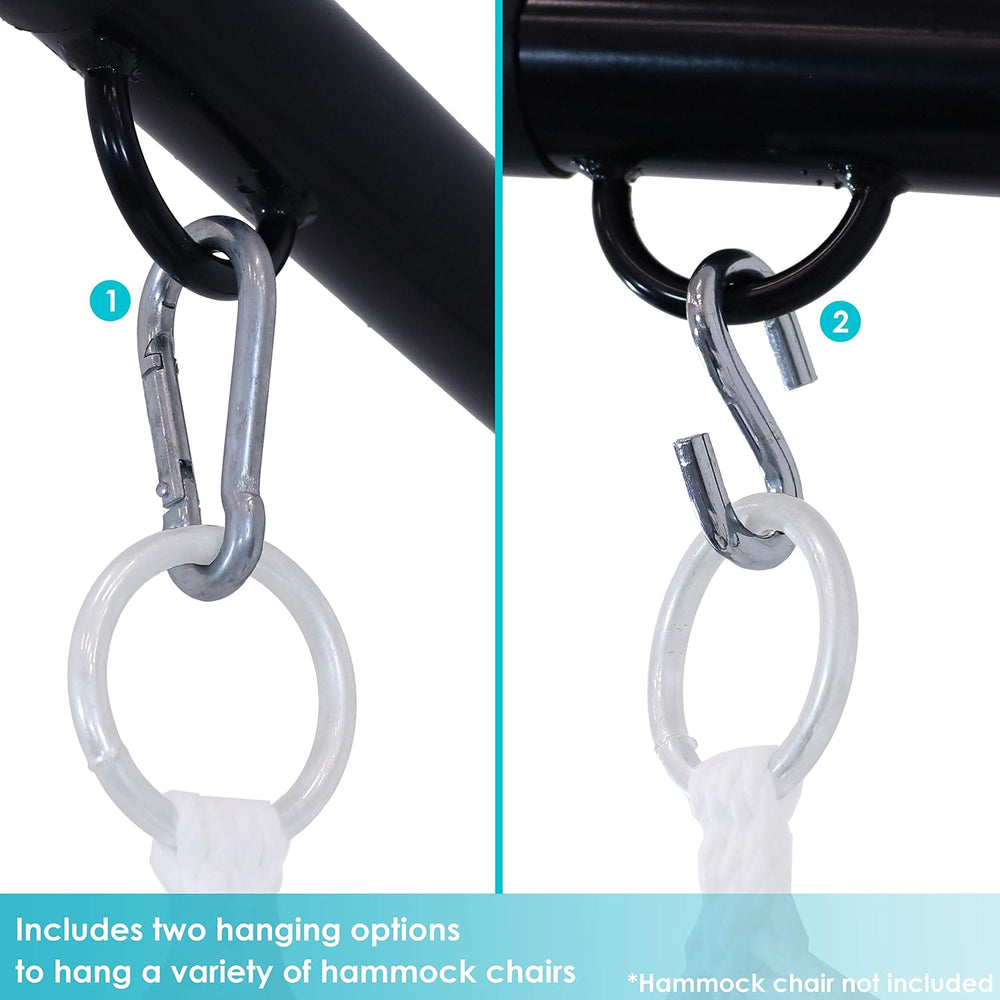 Sunnydaze Steel C-Stand for Hanging Hammock Chair, Black