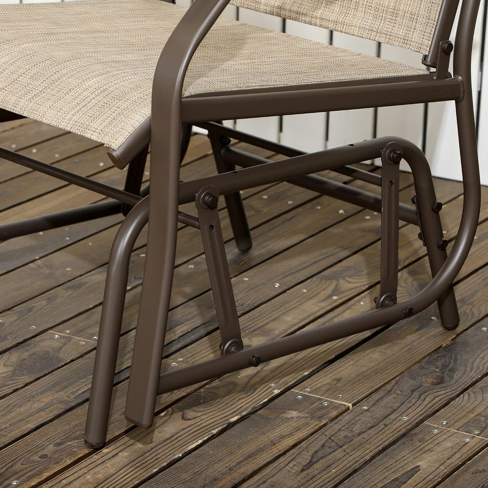 Outsunny 3 Piece Outdoor Glider Chair Coffee Table Bistro Set Mixed Brown
