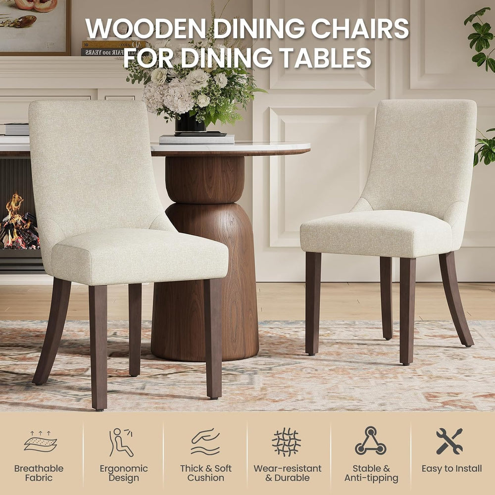 MALOL Wooden Dining Chairs Set of 6, Upholstered Kitchen & Dining Room Ch...