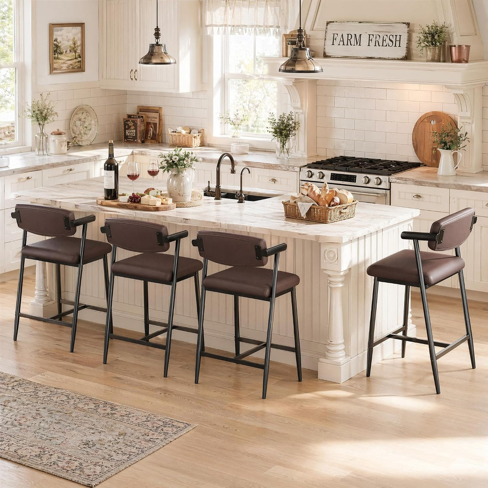 Garvee Bar Stools Set of 2 with Arms & Footrest, 2 Pcs Metal Modern Count...