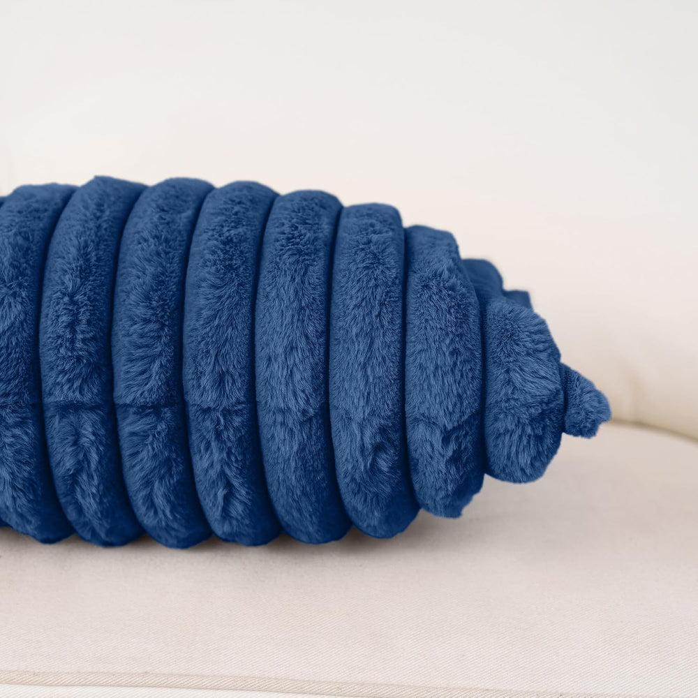 NiNi ALL Blue Faux Fur Throw Pillow Covers 24x24, Set of 2 Cushion Cases