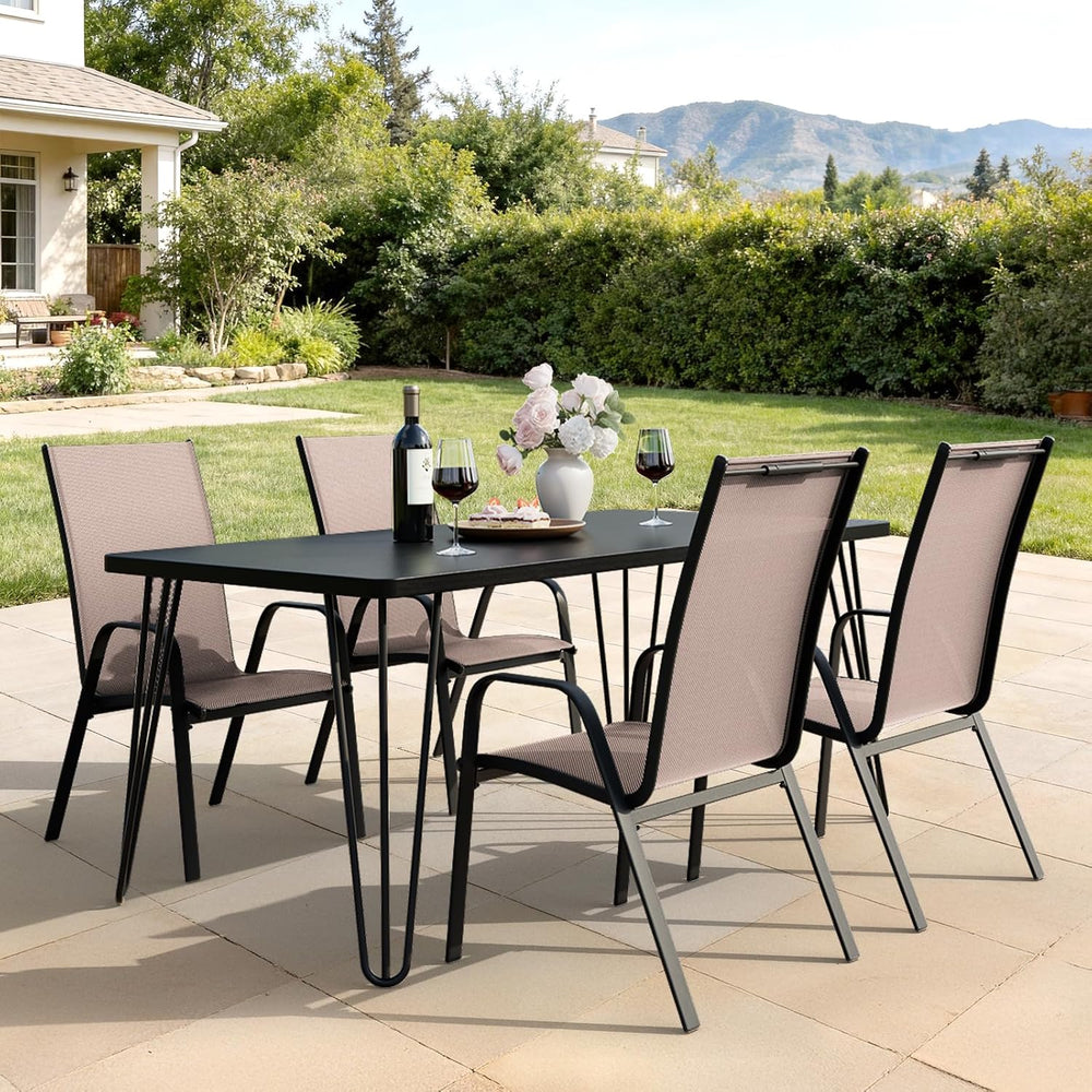JEAREY Patio Dining Chairs Set of 4, Stackable Outdoor Chairs, Brown