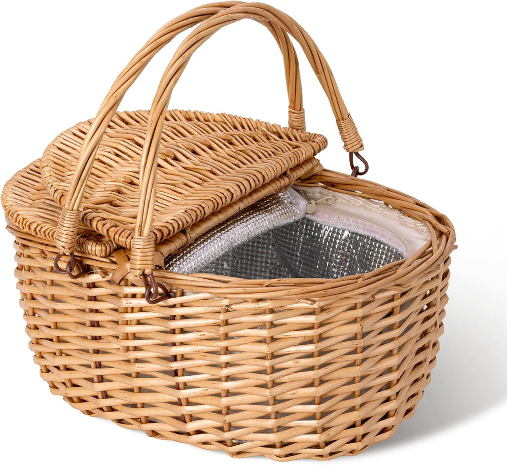 GRANNY SAYS Picnic Basket with Lid, Picnic Basket Cooler with Handles