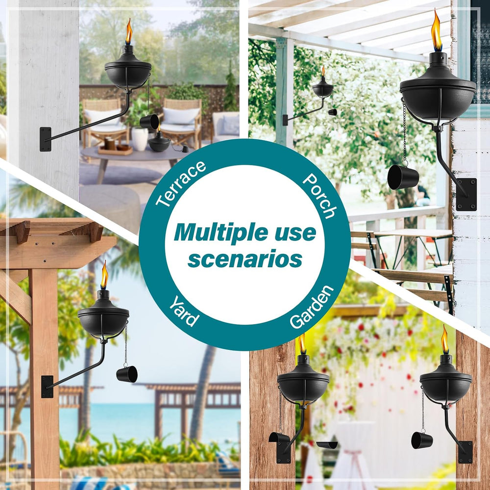 Wall Mounted Citronella Torches Set of 6, 24 oz Garden Torches for Outside, R...