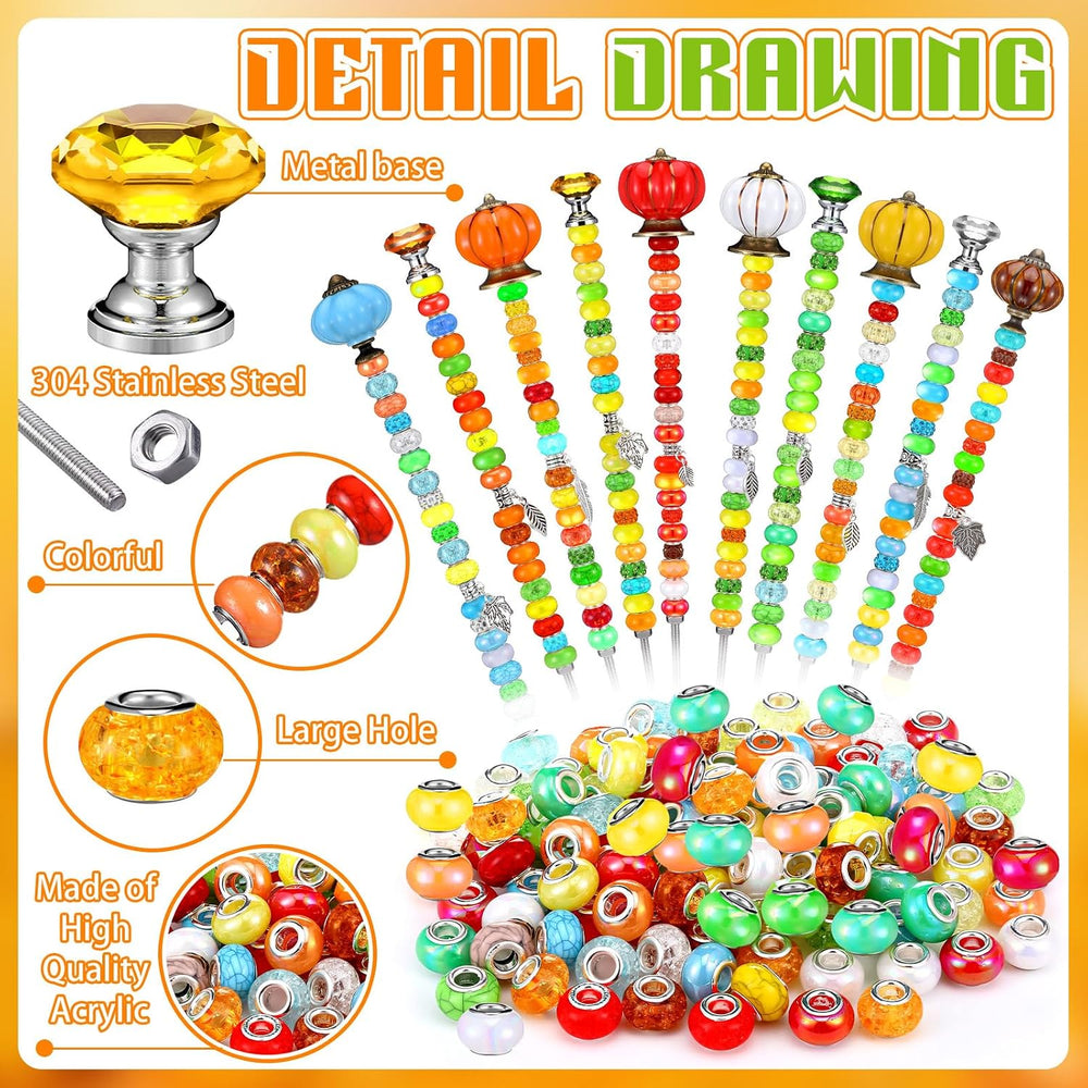 Hicarer 338 Pcs Fall Beaded Fall Garden Stakes DIY Fairy Wand Kit