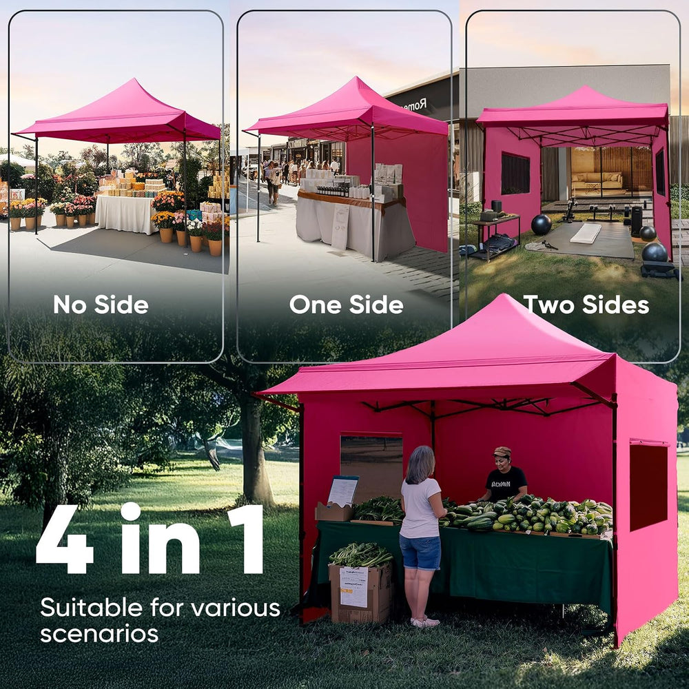 Quictent 10x10 Heavy Duty Pop up Canopy Tent with 3 Removable Sidewalls