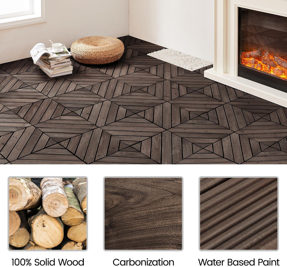Yaheetech 27PCS Interlocking Deck Tiles Outdoor Patio Flooring,Black