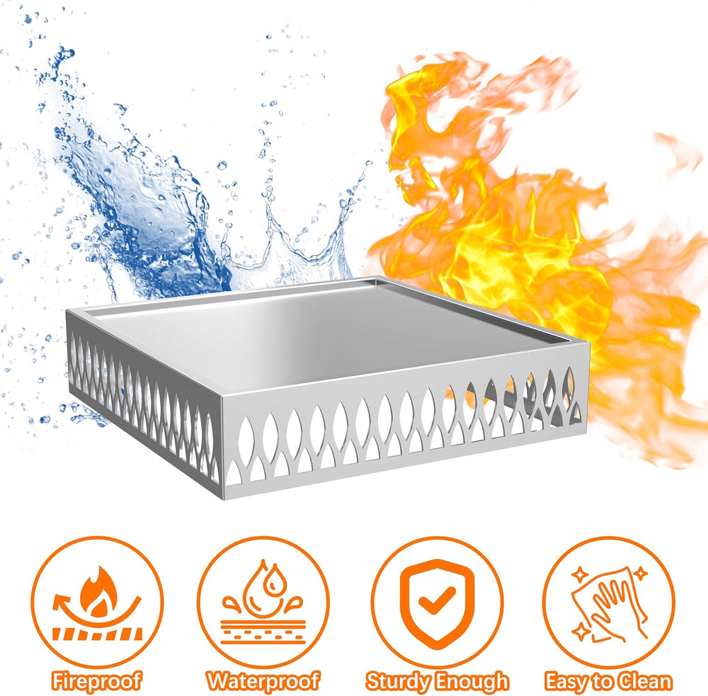 Stainless Steel Fire Pit Base for Surface Protection, X24 (25.6 Inch) Metal F...