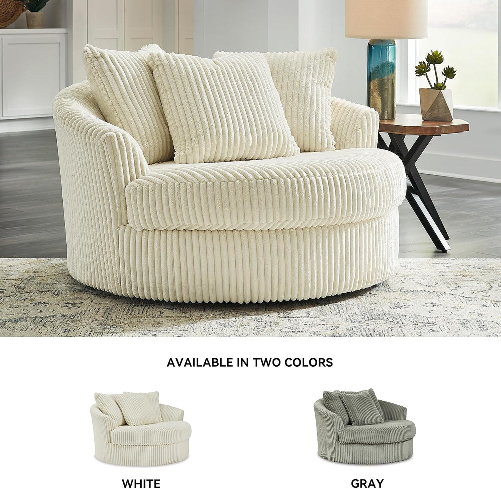 Signature Design by Ashley Lindyn White Oversized Swivel Accent Chair