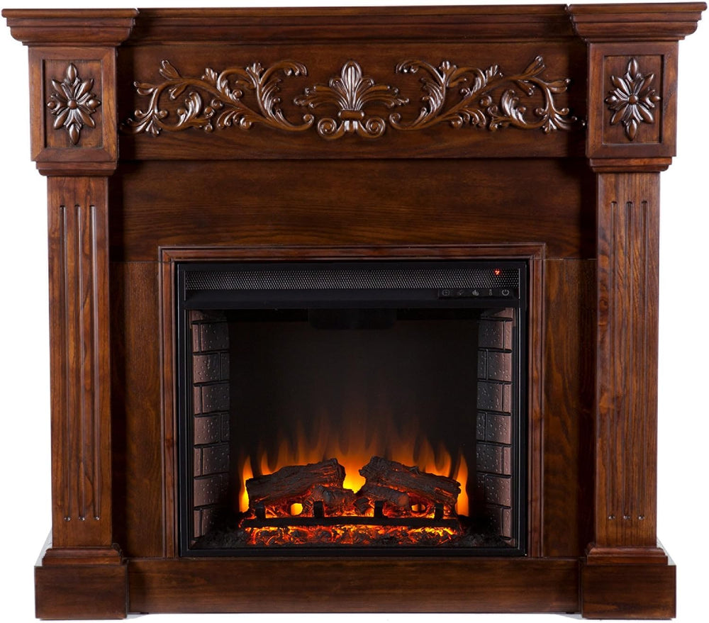 SEI Furniture Southern Enterprises Calvert Carved Electric Fireplace, Espress...