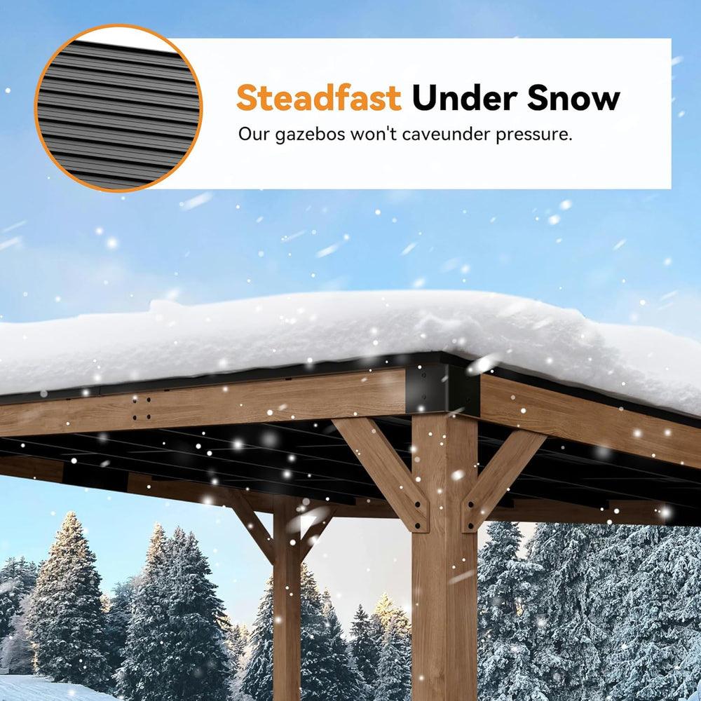 Modern Shade Wood Grill Gazebo 12' x 16' with Sloped Galvanized Steel...