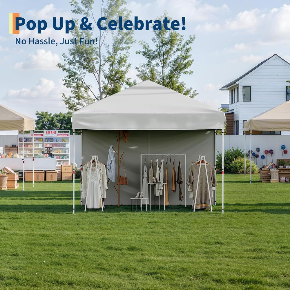 Garvee 10x10 Pop Up Canopy Tent with 1 Removable Sidewall, Heavy Duty Commerc...