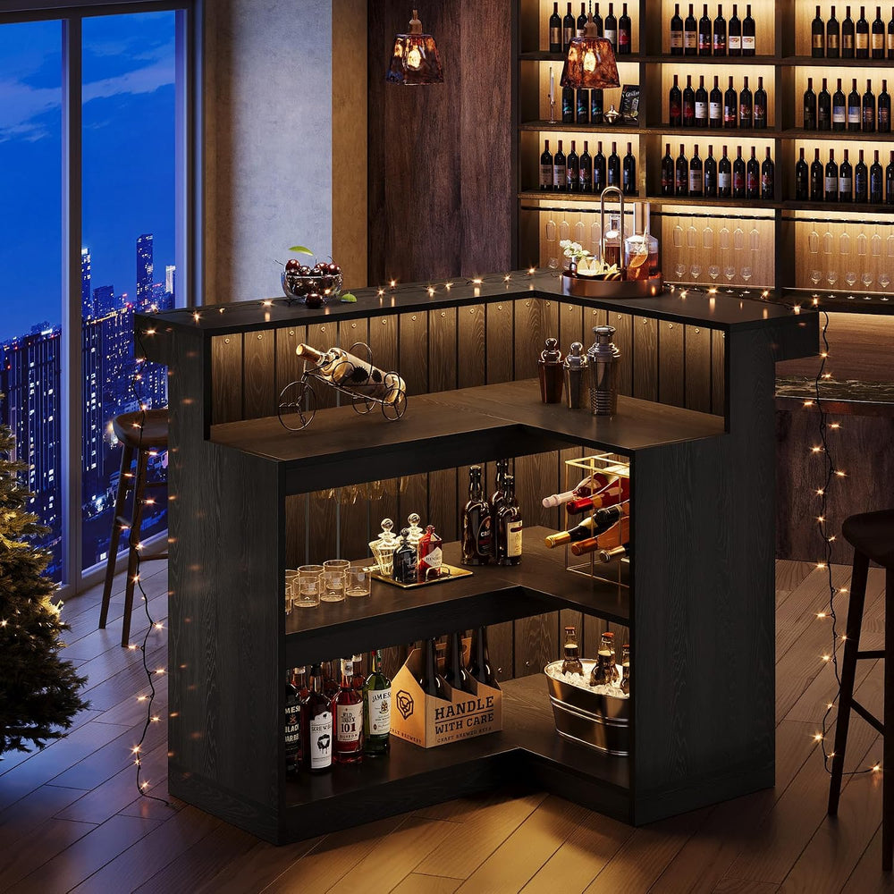 Tribesigns L-Shaped Home Bar Unit, 4-Tier Corner Bar Table
