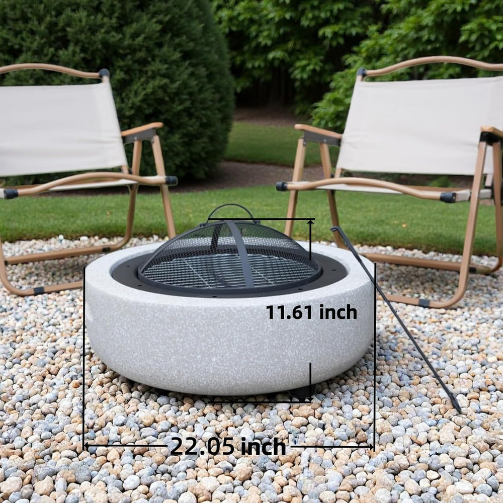 Round Wood Burning Concrete Outdoor Fire Pit for Patio-22
