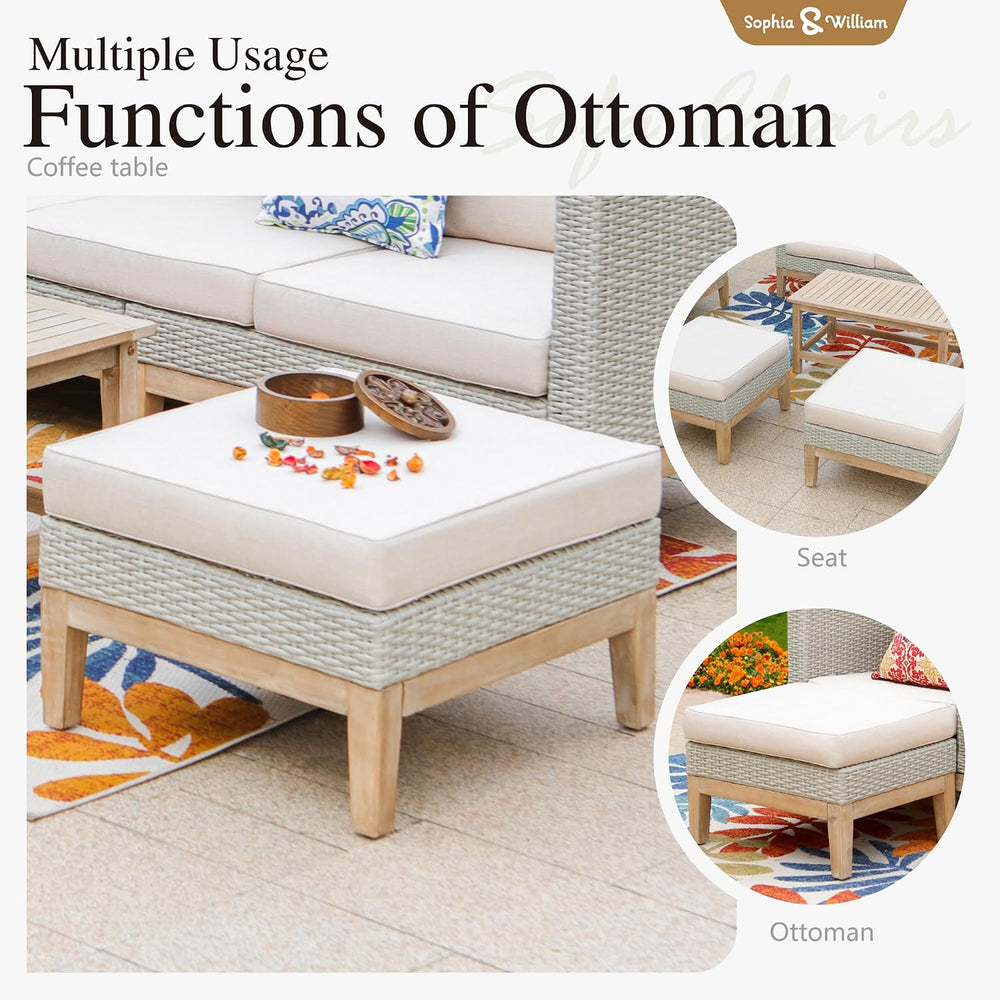 Sophia & William Patio Furniture Rattan Outdoor Sofa Set with Ottomans (5...