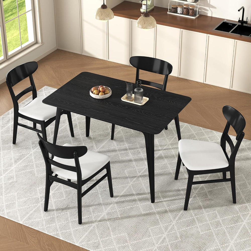 Wood Dining Room Table Set for 4,Mid Century Modern Dining Table Set,Kitchen ...