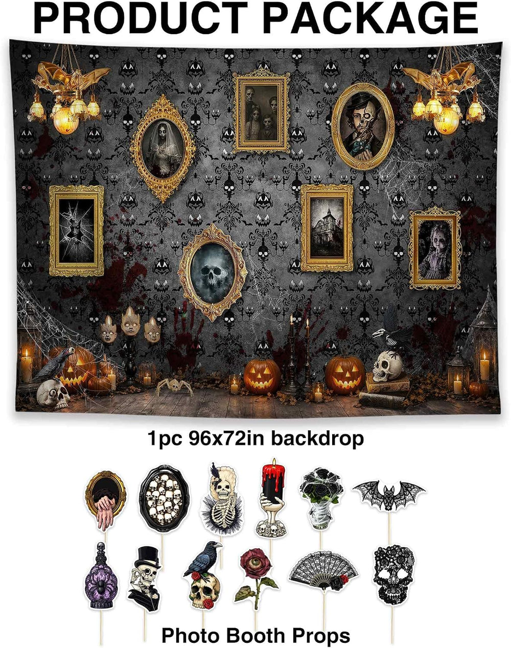 Allenjoy 96" x 72" Halloween Haunted House Photography Backdrop wit...
