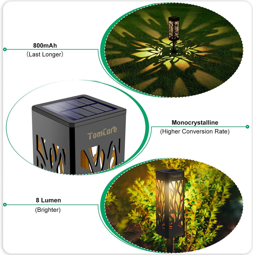 TomCare Solar Lights Outdoor Bright Solar Pathway Lights, 8 Pack