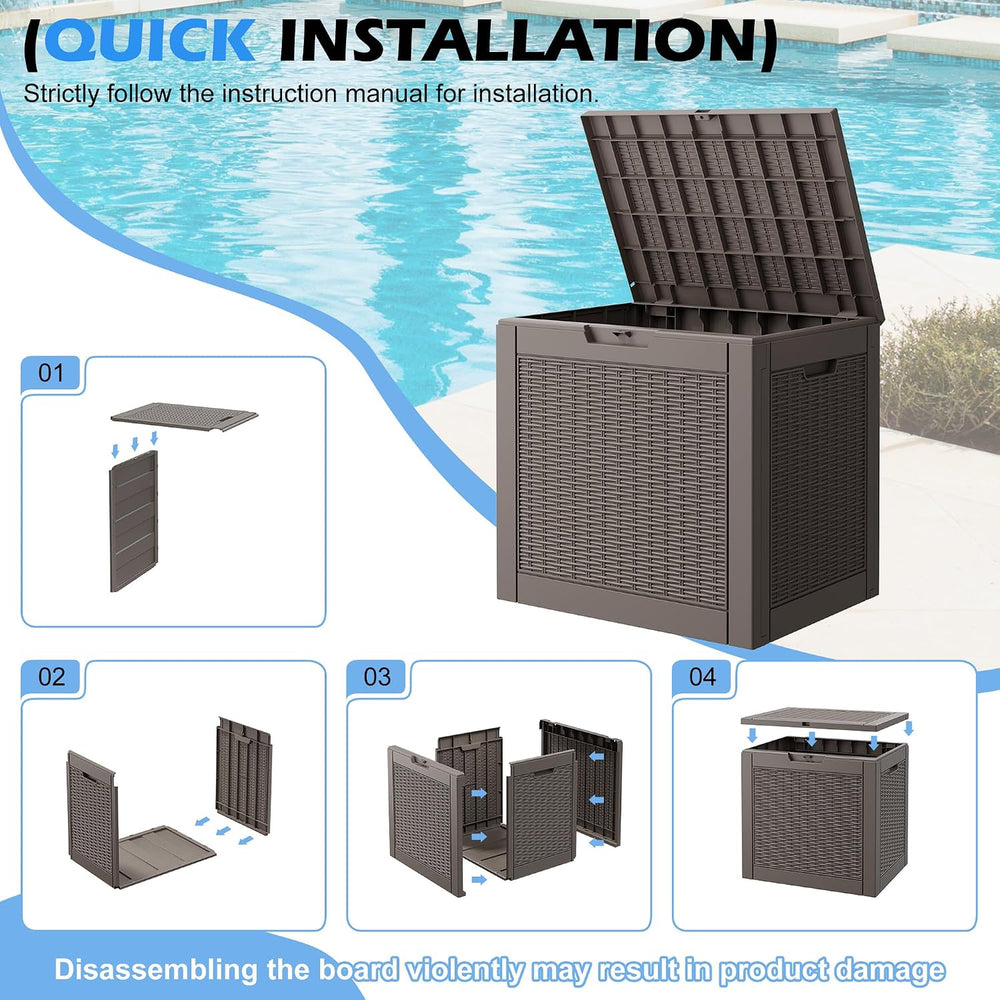 Outdoor Storage Box Waterproof, 31 Gallon Deck Box for Patio Storage