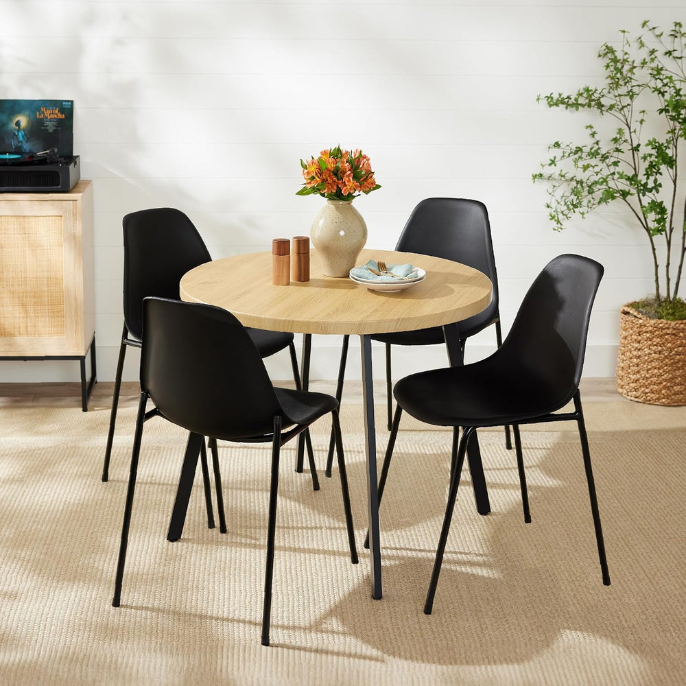 Best Choice Products Round Dining Table 35.5”, Mid-Century Modern Kitchen Tab...