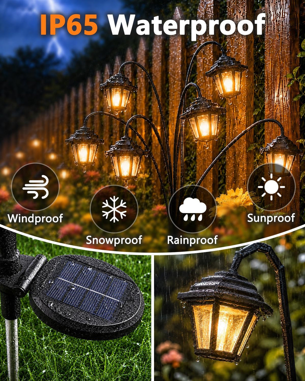 OZS 6 Pack Solar Garden Lights Outdoor, Warm White