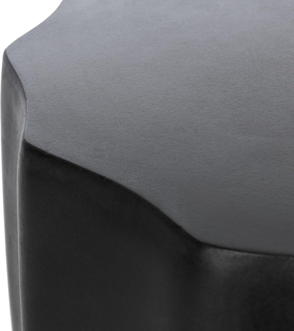 SAFAVIEH Outdoor - Jaslyn Accent Stool - Black Concrete - Modern Sculptural D...
