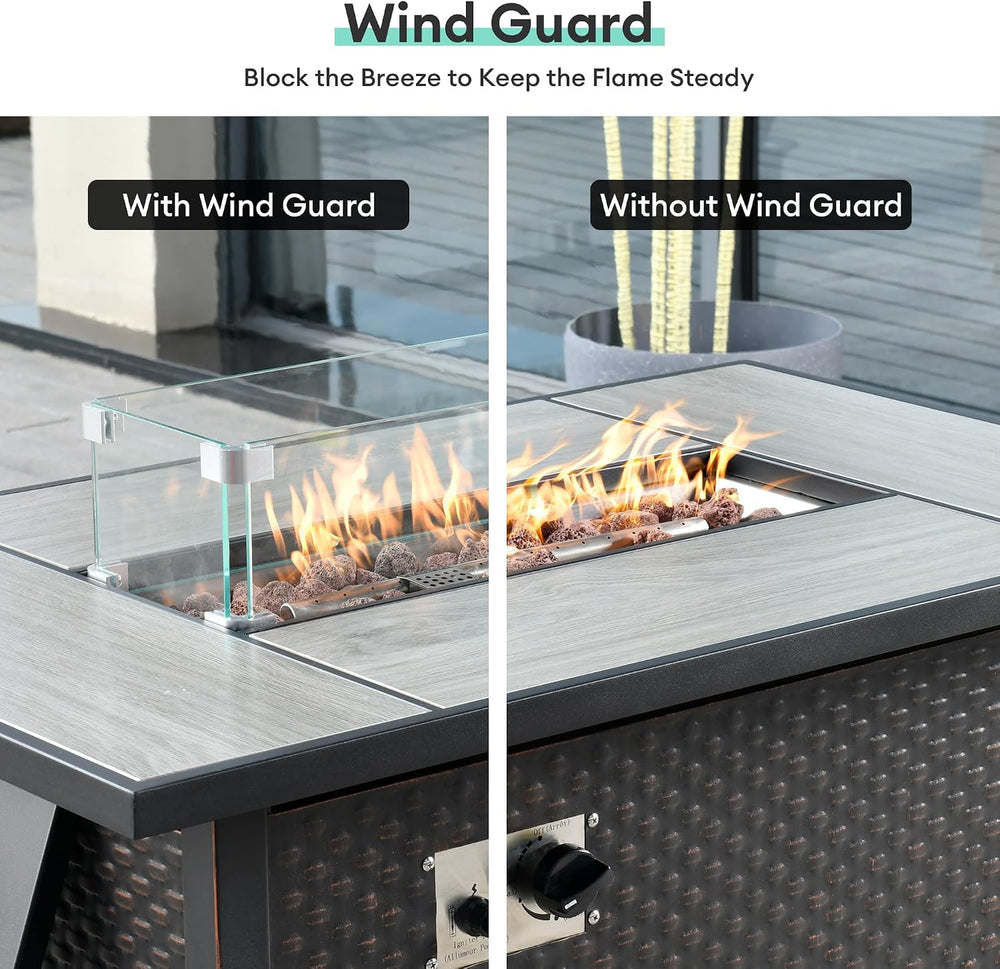 Caodoc 23.1"x 7.3"x 5.5" Rectangular Fire Pit Wind Guard,Trans...