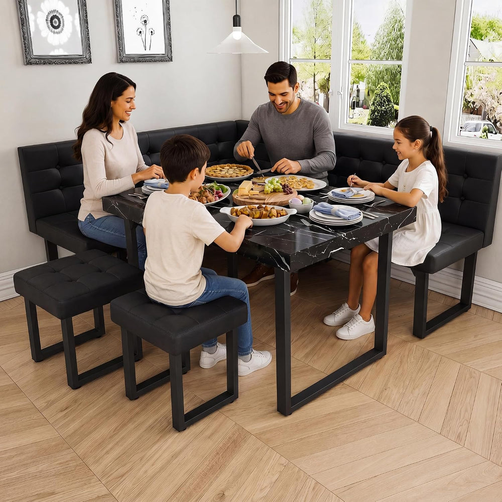 XIAO WEI Corner Dining Table Set for Small Spaces, 72 Inch Breakfast Nook wit...