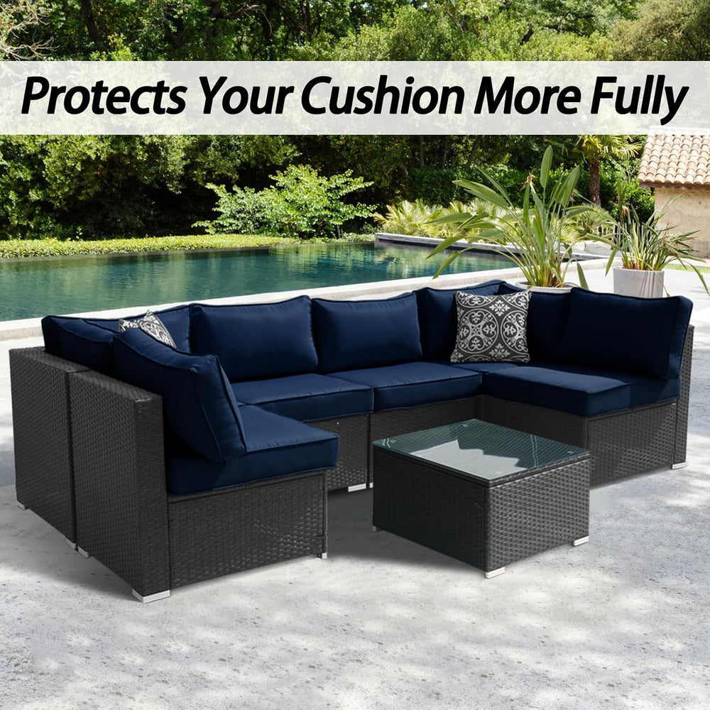 14Pcs Patio Cushion Covers Replacement Splashproof UV-Resistant Inelastic Cov...